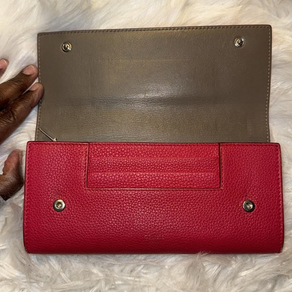 Celine Pink Drummed Leather Large Multifunction Flap Wallet NWT - Picture 12 of 17